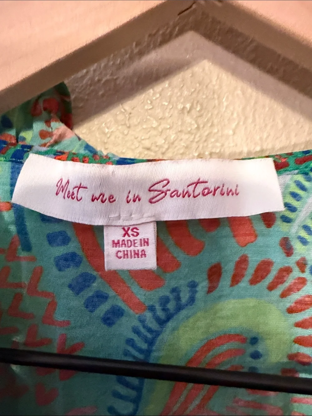 Meet Me In Santorini Floral Ruffle Blouse in Green and Blue Size XS